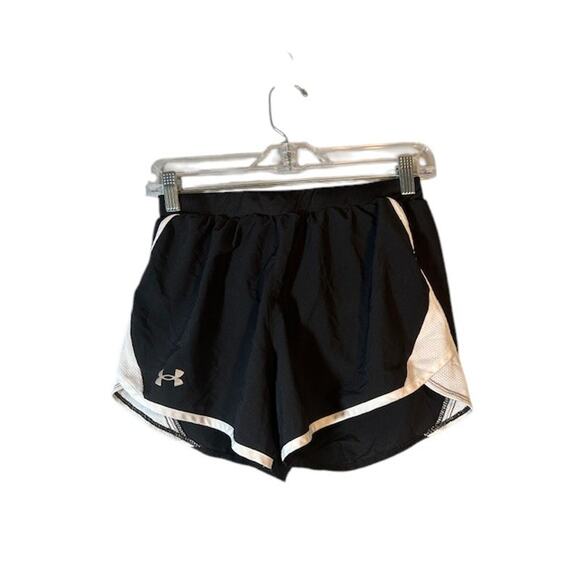 Under Armour Black White Lined Drawstring Loose Fit Athletic Shorts Women Sz S - Picture 1 of 8